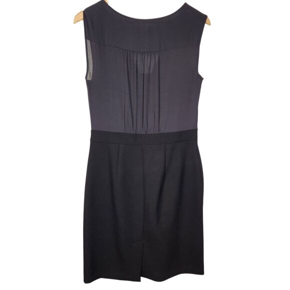LOFT Black Sleeveless Dress Pencil Sheath Short Wrap Sheer Silk Fitted Classic 8 - Picture 6 of 16